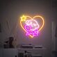 Herz mit Stern und Spielfigur LED Neonschild für Gaming und Wohnzimmer