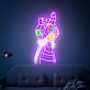 Hand mit bunten Steinen LED-Neonschild Wohnzimmer Gamingzimmer