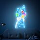 Hand mit bunten Steinen LED-Neonschild Wohnzimmer Gamingzimmer