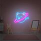 Katze mit Saturnring LED-Neonschild Kinderzimmer Wohnzimmer