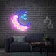 Brighten Your Nights and Celebrate in Style: Moon Flower Star Neon Sign Handmade Art Neon Light White Vibes for Wall Decor, Perfect for Bars, Weddings, and Trendy Home Settings