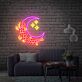 Halbmond mit Blumen und Sternen LED-Neonschild für Wohnzimmer Schlafzimmer