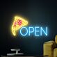 Open mit Pizzastück LED-Neonschild