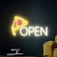 Open mit Pizzastück LED-Neonschild