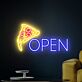Open mit Pizzastück LED-Neonschild