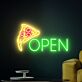 Open mit Pizzastück LED-Neonschild
