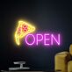 Open mit Pizzastück LED-Neonschild