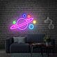 Saturn mit Sternen LED-Neonschild für Wohnzimmer oder Kinderzimmer