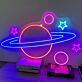 Saturn mit Sternen LED-Neonschild für Wohnzimmer oder Kinderzimmer