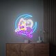 zwei Katzen auf Halbmond LED-Neonschild Wohnzimmer Schlafzimmer