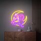 zwei Katzen auf Halbmond LED-Neonschild Wohnzimmer Schlafzimmer