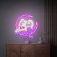 zwei Katzen auf Halbmond LED-Neonschild Wohnzimmer Schlafzimmer