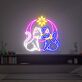zwei Katzen mit Mond und Stern LED-Neonschild Wohnzimmer Schlafzimmer