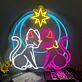 zwei Katzen mit Mond und Stern LED-Neonschild Wohnzimmer Schlafzimmer