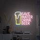 SAVE WATER DRINK BEER LED-Neonschild für Bar Küche