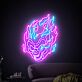 Auffälliges LED Neonschild mit brennendem Totenkopf Motiv als atmosphärische Wanddekoration für moderne Wohnräume Gaming Zimmer oder stilvolle Männerzimmer
