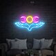 Hände mit Dreifach-Mond Symbol LED-Neonschild Wohnzimmer Meditationsraum