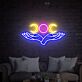 Hände mit Dreifach-Mond Symbol LED-Neonschild Wohnzimmer Meditationsraum