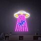 UFO mit Dinosaurier LED-Neonschild Wohnzimmer Gamingzimmer