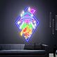 Kreatives UFO LED Neonschild mit abstraktem Science Fiction Motiv und spielerischen Symbolen für moderne Wanddekoration