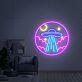 UFO mit Wolken und Planeten LED-Neonschild Wohnzimmer Gamingzimmer