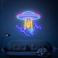 UFO über Bergen mit entführtem Tier LED-Neonschild Wohnzimmer Gamingzimmer