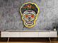 Sugar Skull mit Blumenkrone als LED-Neonschild mit UV-Druck