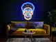 Sugar Skull mit Blumenkrone als LED-Neonschild mit UV-Druck