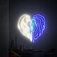 Engel und Teufel Silhouette im Herz LED-Neonschild für Wohnzimmer Schlafzimmer