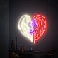 Engel und Teufel Silhouette im Herz LED-Neonschild für Wohnzimmer Schlafzimmer