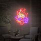Calcifer mit Holzscheit als LED-Neonschild