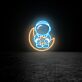 Astronaut auf Mondsichel mit Stern LED-Neonschild für Kinderzimmer und Wohnzimmer