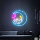 Brighten Your Space: Cat And Moon Bedroom Decor Animal Lover Led Neon Sign Perfect for Home, Office, and Wedding Settings
