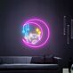 Katze im Halbmond mit Sternen LED-Neonschild Wohnzimmer Schlafzimmer