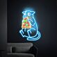 Katze mit Pizzastück LED-Neonschild für Wohnzimmer oder Restaurant