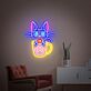 Katze in Tasse mit Pfotenabdruck LED-Neonschild Wohnzimmer Kinderzimmer