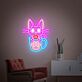 Katze in Tasse mit Pfotenabdruck LED-Neonschild Wohnzimmer Kinderzimmer