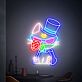 Katze mit Zylinder und Rose LED-Neonschild Wohnzimmer Bar