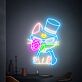 Katze mit Zylinder und Rose LED-Neonschild Wohnzimmer Bar