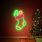 Weihnachtsstrumpf mit Süßigkeiten LED-Neonschild Wohnzimmer Weihnachtsdekoration