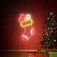 Brighten Up Your Festivities: Christmas Stocking Decor Wall Art Winter Decor LED Neon Sign for Home, Office, and Holiday Celebrations.