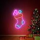 Brighten Up Your Festivities: Christmas Stocking Decor Wall Art Winter Decor LED Neon Sign for Home, Office, and Holiday Celebrations.