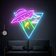 UFO mit Straße und Wolken LED-Neonschild für Wohnzimmer Gamingzimmer