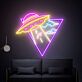 UFO mit Straße und Wolken LED-Neonschild für Wohnzimmer Gamingzimmer