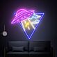 UFO mit Straße und Wolken LED-Neonschild für Wohnzimmer Gamingzimmer