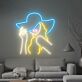 Frau mit Sonnenhut LED-Neonschild Wohnzimmer Lounge