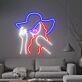Frau mit Sonnenhut LED-Neonschild Wohnzimmer Lounge