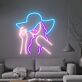 Frau mit Sonnenhut LED-Neonschild Wohnzimmer Lounge