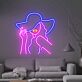 Frau mit Sonnenhut LED-Neonschild Wohnzimmer Lounge