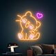 lächelnde Katze mit Herz LED-Neonschild Wohnzimmer Kinderzimmer